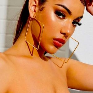 SHEIN New silver  geometric hoop earrings